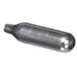 Steel paintball CO2 cartridge, high-pressure air reservoir for paintball guns and airsoft weapons. Durable, reusable, and essential for outdoor paintball gameplay.