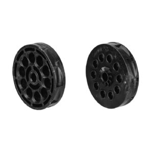 Black paintball hopper feedneck wheels for high-performance paintball markers and accessories.