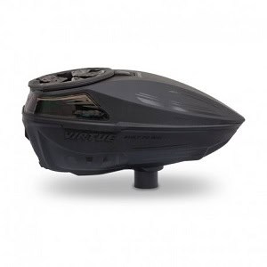 High-performance direct view paintball hopper for tournament play with advanced feeding system and durable design.