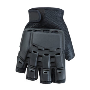 Durable black tactical paintball gloves with enhanced grip and protection, ideal for tournament and recreational paintball players looking for high-quality gear.