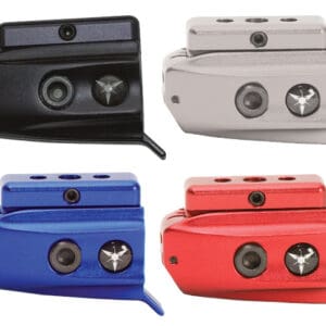 High-quality black, white, blue, and red paintball gun hoppers designed for optimal paintball equipment performance. Perfect for competitive and recreational paintball players.