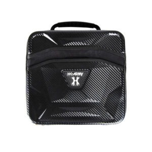 Carbon fiber paintball gear storage case for premium paintball products, durable and lightweight.
