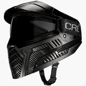 Premium paintball mask with advanced ventilation and full-face protection for paintball players. Black, durable design ideal for competitive and recreational paintball games.