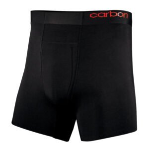 Men's black compression shorts with red "carbon" logo, ideal for paintball sports, enhanced comfort, and moisture-wicking performance. Perfect for active outdoor paintball games and training.