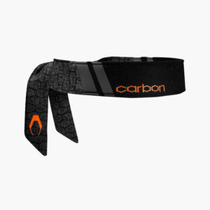 Carbon paintball headband with adjustable strap and logo, premium paintball gear for optimal game performance and comfort.