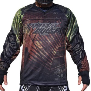 Premium paintball jersey with vibrant design, durable fabric, and breathable material for optimal performance during tournaments and outdoor paintball games. Perfect for paintball enthusiasts.