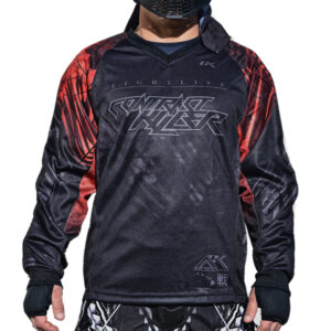 Premium paintball jersey with ergonomic design, breathable fabric, and bold graphics for optimal performance and style during paintball games.