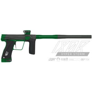 Vyper Storm paintball marker with sleek black and green design, high-performance barrel, and advanced features for competitive paintball play, available at Premium Paintball Products.