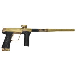 Gold and black paintball marker for professional gameplay - premium paintball products.