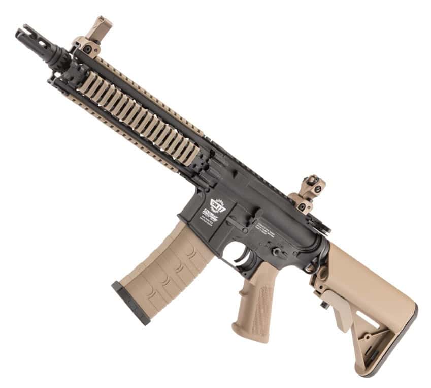 High-performance paintball marker with tactical design, adjustable stock, and precision barrel for competitive paintball games. Ideal for serious players and paintball enthusiasts.