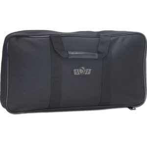 Black paintball gear transport bag with durable handles for easy carrying and storage. Ideal for storing paintball markers, equipment, and accessories. High-quality design for durability and convenience.