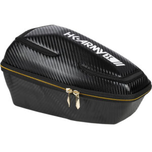 Carbon fiber-patterned paintball gun case with premium zipper closure for paintball accessories and gear protection.