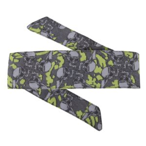Black and neon green skull-patterned paintball barrel cover, durable and adjustable for paintball gun accessories.