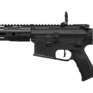 Precision paintball marker with tactical rail system and adjustable stock for competitive paintball gameplay.