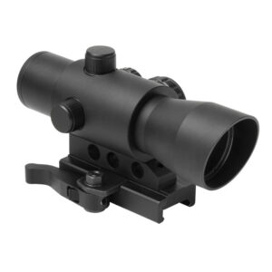 3. High-quality black riflescope for paintball, perfect for multiple shooting scenarios, with adjustable focus and durable construction.