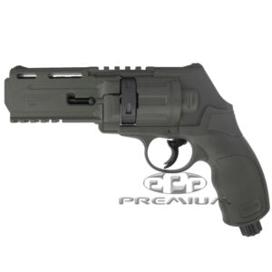 Rugged tactical paintball gun with realistic design for military simulation and competition use.