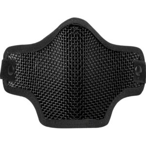 Lightweight black paintball mask with breathable mesh for optimal ventilation and safety during paintball games. Perfect for players seeking reliable face protection and enhanced visibility.