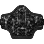 Black protective paintball mask with mesh visor for safety, ideal for paintball games and outdoor sports. Offers comfortable fit and maximum protection during intense play.
