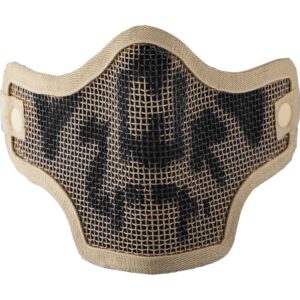 Flexible paintball mask with mesh design for maximum protection and visibility during paintball games. Durable, lightweight, and comfortable fit ideal for recreational and competitive paintball players.