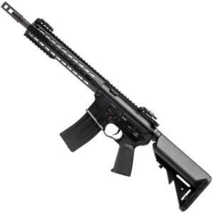 AR-15 style tactical airsoft rifle with adjustable stock and top rail for accessories, ideal for paintball and airsoft gameplay, featuring durable construction and precision accuracy.