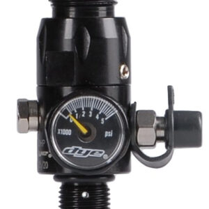 Precise paintball regulator with pressure gauge for consistent air flow and performance. Suitable for professional paintball gameplay and high-pressure air systems. Durable and reliable.