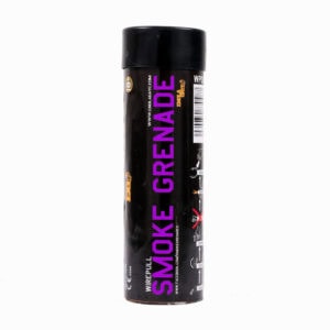 Bright pink and black tube of smoke grenade for paintball, outdoor sporting gear, and tactical game accessories, with clear operational instructions.