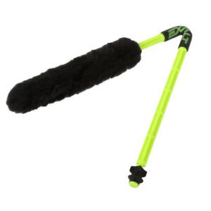 Flexible paintball barrel cleaning swab with foam tip and neon green handle for easy cleaning. Essential accessory for paintball gun maintenance and performance. Perfect for paintball gear enthusiasts.