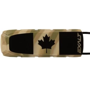 Limited edition camouflage paintball hopper with a Canadian maple leaf design for premium paintball accessories.