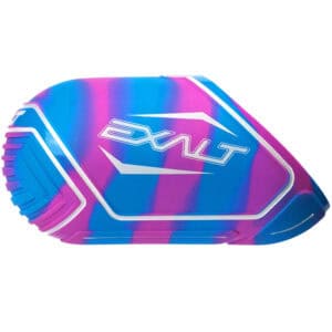 Colorful paintball loader with blue and pink hues for premium paintball products.