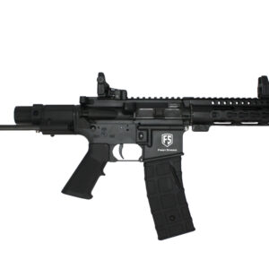 Enhanced black paintball marker with tactical rail system, adjustable stock, and ergonomic grip for professional paintball gameplay. Premium paintball gear for game enthusiasts.