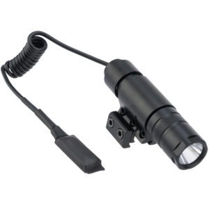 High-powered tactical flashlight with pressure switch for paintball and airsoft guns.