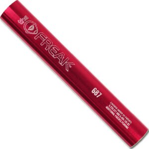 Bright red premium paintball barrel with "Trek" branding and high accuracy performance for competitive paintball games.