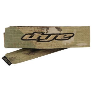 Camo paintball headband with black logo, moisture-wicking fabric, and adjustable fit for paintball players, designed to enhance comfort and style on the paintball field.