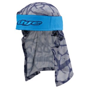 Extreme sports mesh neck protector with blue headband for paintball, offering protection and comfort during gameplay. Perfect for enthusiasts seeking high-quality paintball gear.
