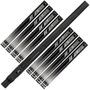 Premium paintball barrel kit with multiple black and silver barrels for enhanced accuracy and performance. Perfect for paintball enthusiasts and tournament players.