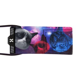 Vibrant paintball mask with galaxy-themed cat designs, perfect for premium paintball products and protective gear. Features bold colors and high-quality materials for outdoor paintball games.
