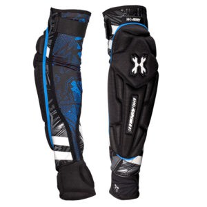 Durable paintball knee and shin guards with padded protection, adjustable straps, and breathable design, perfect for professional paintball players and enthusiasts.