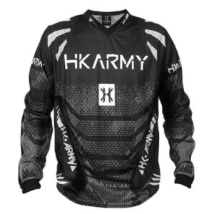HKARMY black paintball jersey with HKARMY logo and modern athletic design for paintball players.