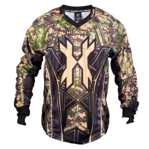 Premium paintball jersey with camouflage design and tactical details for paintball enthusiasts. High-quality, durable, and comfortable sports gear designed for competitive paintball games.