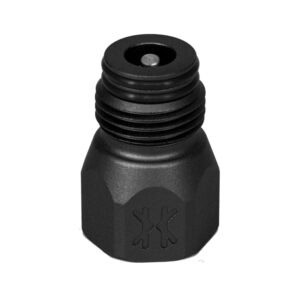 High-quality black paintball regulator component for optimal performance and durability. Perfect for customizing paintball markers and enhancing game efficiency.