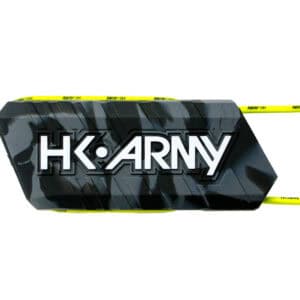 HK Army paintball bunker with bright yellow safety cord, ideal for high-quality paintball equipment and accessories. Perfect for competitive paintball games and tournaments.