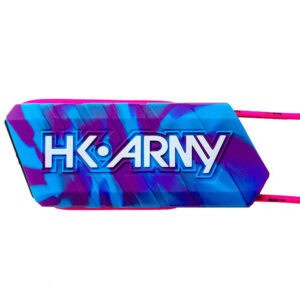 HK Army paintball hopper with vibrant blue and purple design, ideal for high-performance paintball gameplay and accessories.