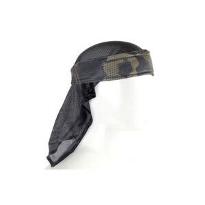 Full face paintball mask with camouflage strap and breathable mesh top for enhanced protection and comfort during paintball games.