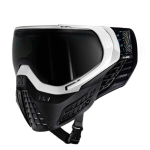 Premium paintball mask with black tinted lens and advanced ventilation features.