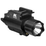 NcSTAR tactical flashlight for paintball marker, high power LED, durable black aluminum body, ideal for paintball tactical gear, weapon illumination, and outdoor sports use.