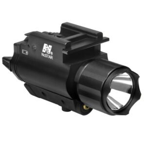 NcSTAR tactical flashlight for paintball marker, high power LED, durable black aluminum body, ideal for paintball tactical gear, weapon illumination, and outdoor sports use.