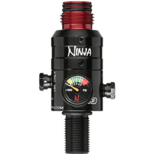 Premium paintball regulator with pressure gauge and durable construction for competition and recreational paintball games.