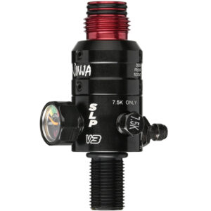 High-quality Ninja SL-P V3 paintball regulator with gauge, quick disconnect, and durable construction for professional paintball gameplay.