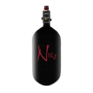 Nitro SL2 paintball CO2 tank with regulator, high-pressure air system for paintball guns, durable and reliable gear for competitive airsoft shooting.