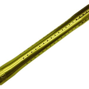 Enhanced gold paintball gun barrel, premium quality for optimal accuracy and performance, compatible with various paintball markers. Perfect for competitive paintball sports.